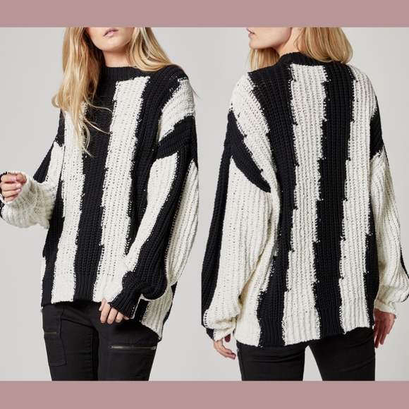 NWT $298 Joie [ Small ] Chadsey Cotton Blend Sweater in Caviar‎ Porcelain - Picture 2 of 15